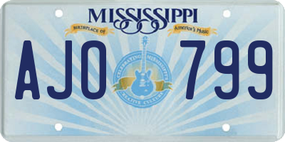 MS license plate AJO799