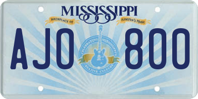 MS license plate AJO800