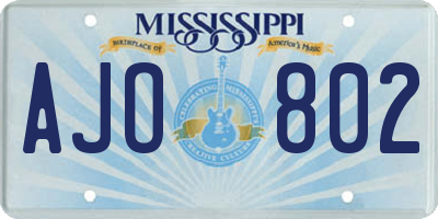 MS license plate AJO802