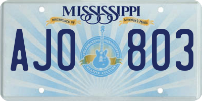 MS license plate AJO803