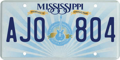 MS license plate AJO804