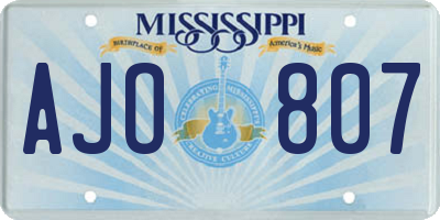 MS license plate AJO807