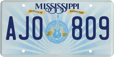 MS license plate AJO809