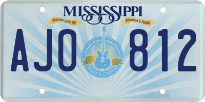 MS license plate AJO812