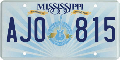 MS license plate AJO815