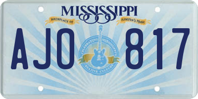 MS license plate AJO817