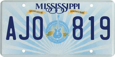 MS license plate AJO819