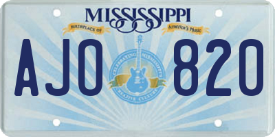 MS license plate AJO820