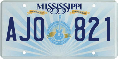 MS license plate AJO821