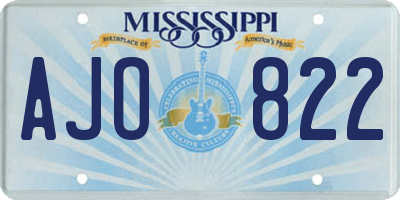 MS license plate AJO822