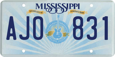 MS license plate AJO831