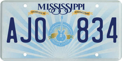 MS license plate AJO834