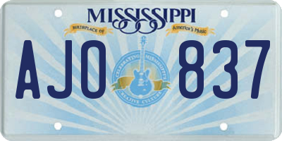 MS license plate AJO837
