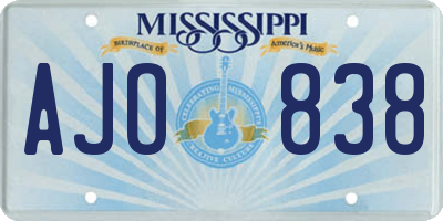 MS license plate AJO838