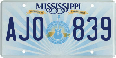 MS license plate AJO839