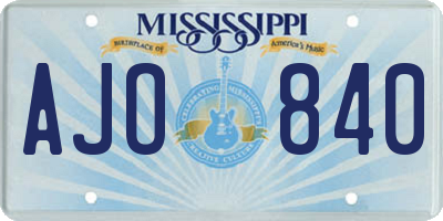 MS license plate AJO840