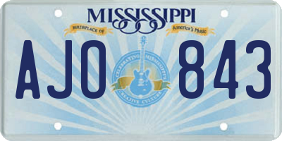 MS license plate AJO843