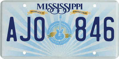 MS license plate AJO846