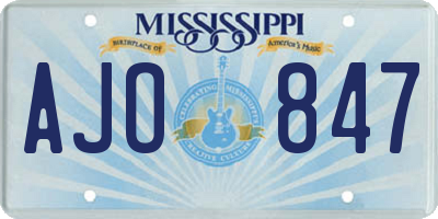 MS license plate AJO847