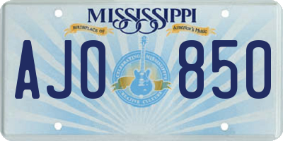 MS license plate AJO850