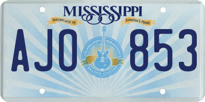 MS license plate AJO853