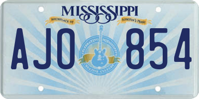 MS license plate AJO854