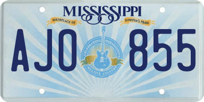 MS license plate AJO855
