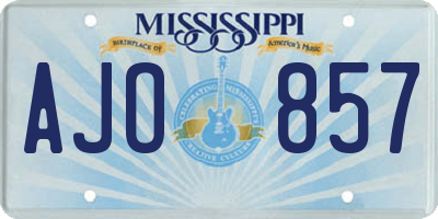 MS license plate AJO857