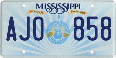 MS license plate AJO858