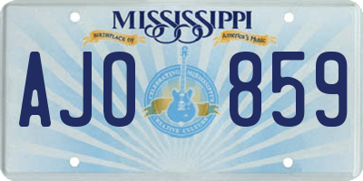 MS license plate AJO859