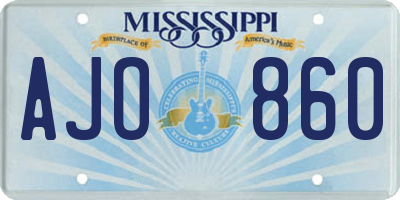 MS license plate AJO860