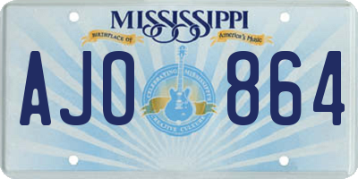 MS license plate AJO864