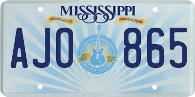 MS license plate AJO865