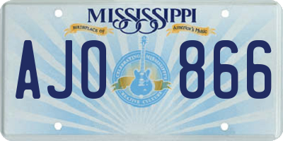 MS license plate AJO866