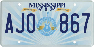 MS license plate AJO867