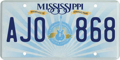 MS license plate AJO868