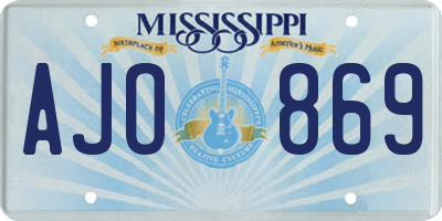 MS license plate AJO869