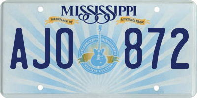 MS license plate AJO872