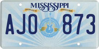 MS license plate AJO873