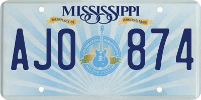 MS license plate AJO874