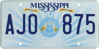 MS license plate AJO875