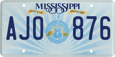 MS license plate AJO876