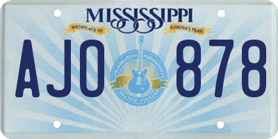 MS license plate AJO878