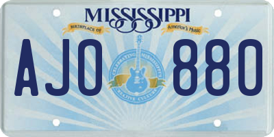 MS license plate AJO880