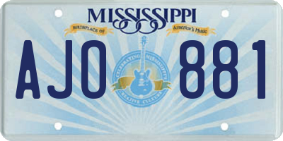 MS license plate AJO881