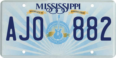 MS license plate AJO882