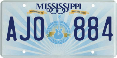 MS license plate AJO884