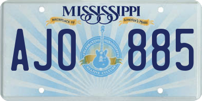MS license plate AJO885