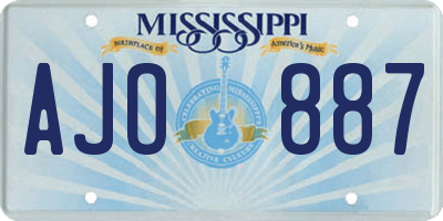 MS license plate AJO887