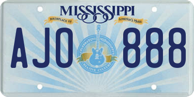 MS license plate AJO888